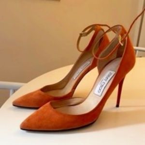 Jimmy Choo Orange Suede Heels Size EUR 38, US 8